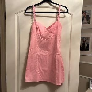 Baby pink dress with floral strap details